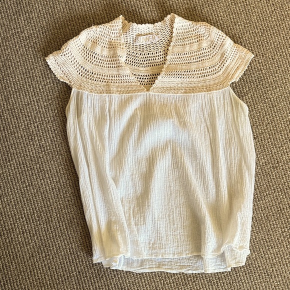 Women's White Crochet and gauze Top by Sunner - Picture 1 of 3